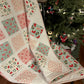 Handmade Christmas Baby Girl Quilt, Lap Quilt, Nostalgic Soft Pink, Mint & Cream (38x46)