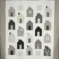 Handmade Quilt Neutral Tones - Quilt of Neighborhood Homes and Stars - Throw Size  (54x63.5) Ready to Ship!