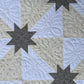 Handmade Heirloom Baby Quilt, Custom Baby Blanket, Hunter's Star Baby Quilt, Grey, Cream, White (34.5x42.5) Lap Quilt, Table Topper