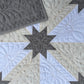 Handmade Heirloom Baby Quilt, Custom Baby Blanket, Hunter's Star Baby Quilt, Grey, Cream, White (34.5x42.5) Lap Quilt, Table Topper