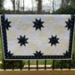 Custom Order for MH - Hunter's Star Quilt Table Topper, Navy, Cream, and White (36x36), Ready to Ship!