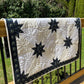 Custom Order for MH - Hunter's Star Quilt Table Topper, Navy, Cream, and White (36x36), Ready to Ship!