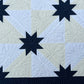 Reserved for Tom - Handmade Custom Quilted Hunter's Star Table Topper, Baby Quilt, Navy Cream and White (36x36) Ready to Ship!