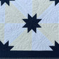 Reserved for Tom - Handmade Custom Quilted Hunter's Star Table Topper, Baby Quilt, Navy Cream and White (36x36) Ready to Ship!