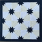 Reserved for Tom - Handmade Custom Quilted Hunter's Star Table Topper, Baby Quilt, Navy Cream and White (36x36) Ready to Ship!