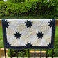 Reserved for Tom - Handmade Custom Quilted Hunter's Star Table Topper, Baby Quilt, Navy Cream and White (36x36) Ready to Ship!