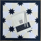 Reserved for Tom - Handmade Custom Quilted Hunter's Star Table Topper, Baby Quilt, Navy Cream and White (36x36) Ready to Ship!