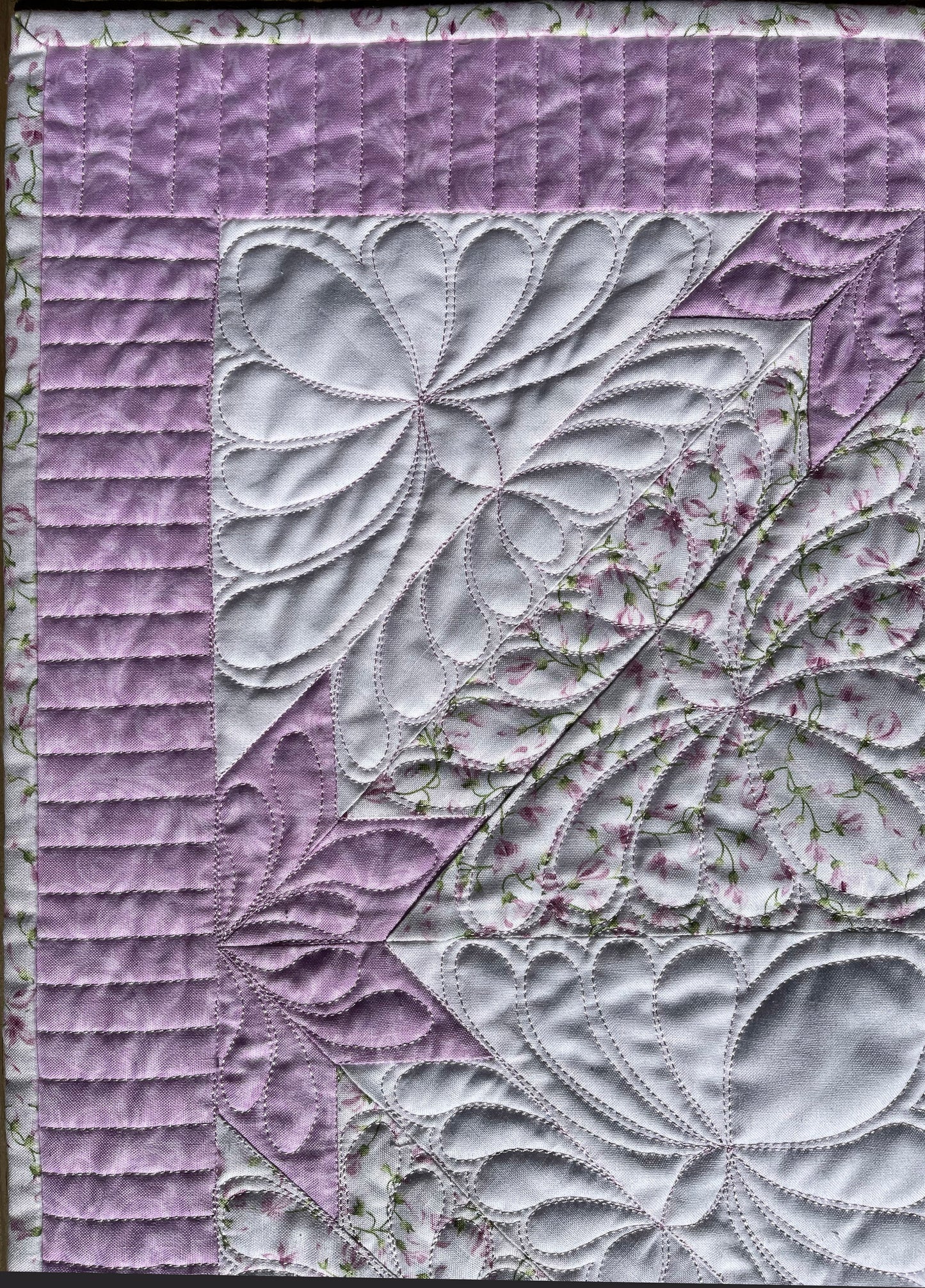 Custom Made for Jen - Handmade Hunter's Star Baby Quilt, Pink-Purple, Cream, White (34.5x42.5)