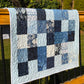 Handmade Baby Boy Quilt, Baby Blanket, Japanese Kasuri Print, Quilted Baby Mat, Baby Bath Mat (36x36) Ready to Ship!