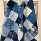 Handmade Baby Boy Quilt, Baby Blanket, Japanese Kasuri Print, Quilted Baby Mat, Baby Bath Mat (36x36) Ready to Ship!