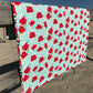 Handmade Baby Quilt / Adult Lap Quilt -  One of a Kind, Custom Quilted - Aqua, Grey, Red, White (34.5x34.5) Ready to Ship!