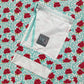 Handmade Baby Quilt / Adult Lap Quilt -  One of a Kind, Custom Quilted - Aqua, Grey, Red, White (34.5x34.5) Ready to Ship!