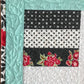 Handmade Baby Quilt / Adult Lap Quilt -  One of a Kind, Custom Quilted - Aqua, Grey, Red, White (34.5x34.5) Ready to Ship!