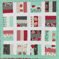 Handmade Baby Quilt / Adult Lap Quilt -  One of a Kind, Custom Quilted - Aqua, Grey, Red, White (34.5x34.5) Ready to Ship!