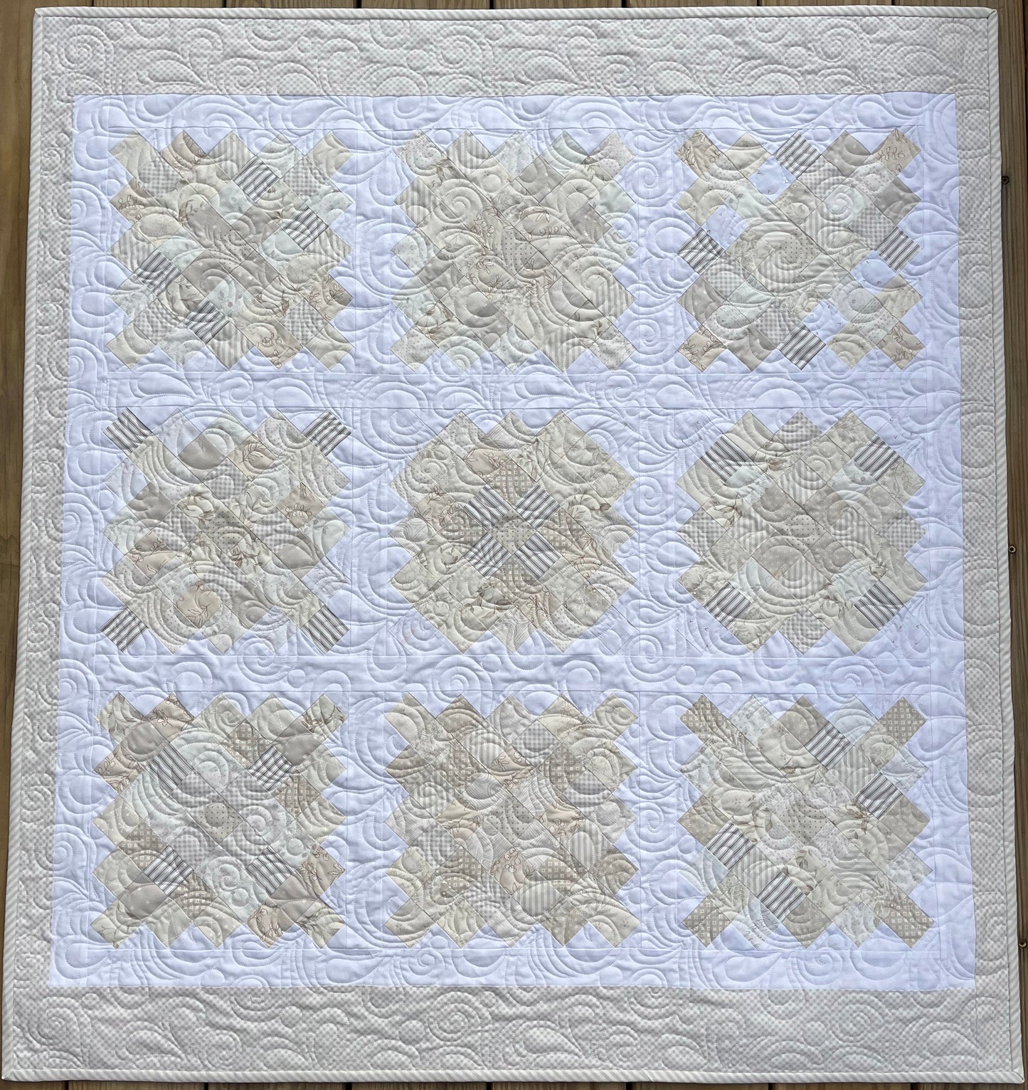 Handmade Baby Quilt, Heirloom Baby Blanket, Neutral Low Volume Colors, Designer Nursery Blanket, Baby Shower Gift, Ready to Ship!