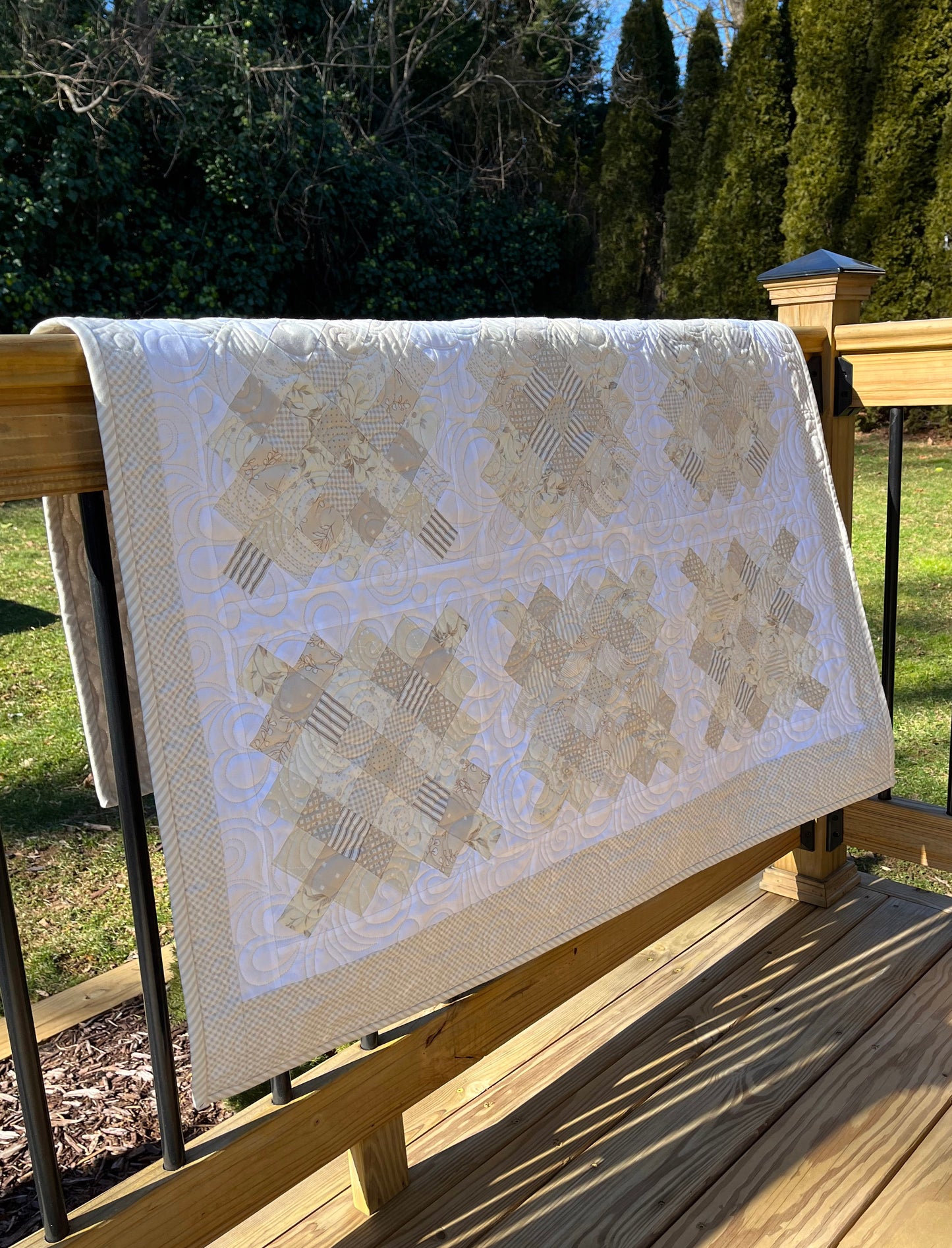 Handmade Baby Quilt, Heirloom Baby Blanket, Neutral Low Volume Colors, Designer Nursery Blanket, Baby Shower Gift, Ready to Ship!