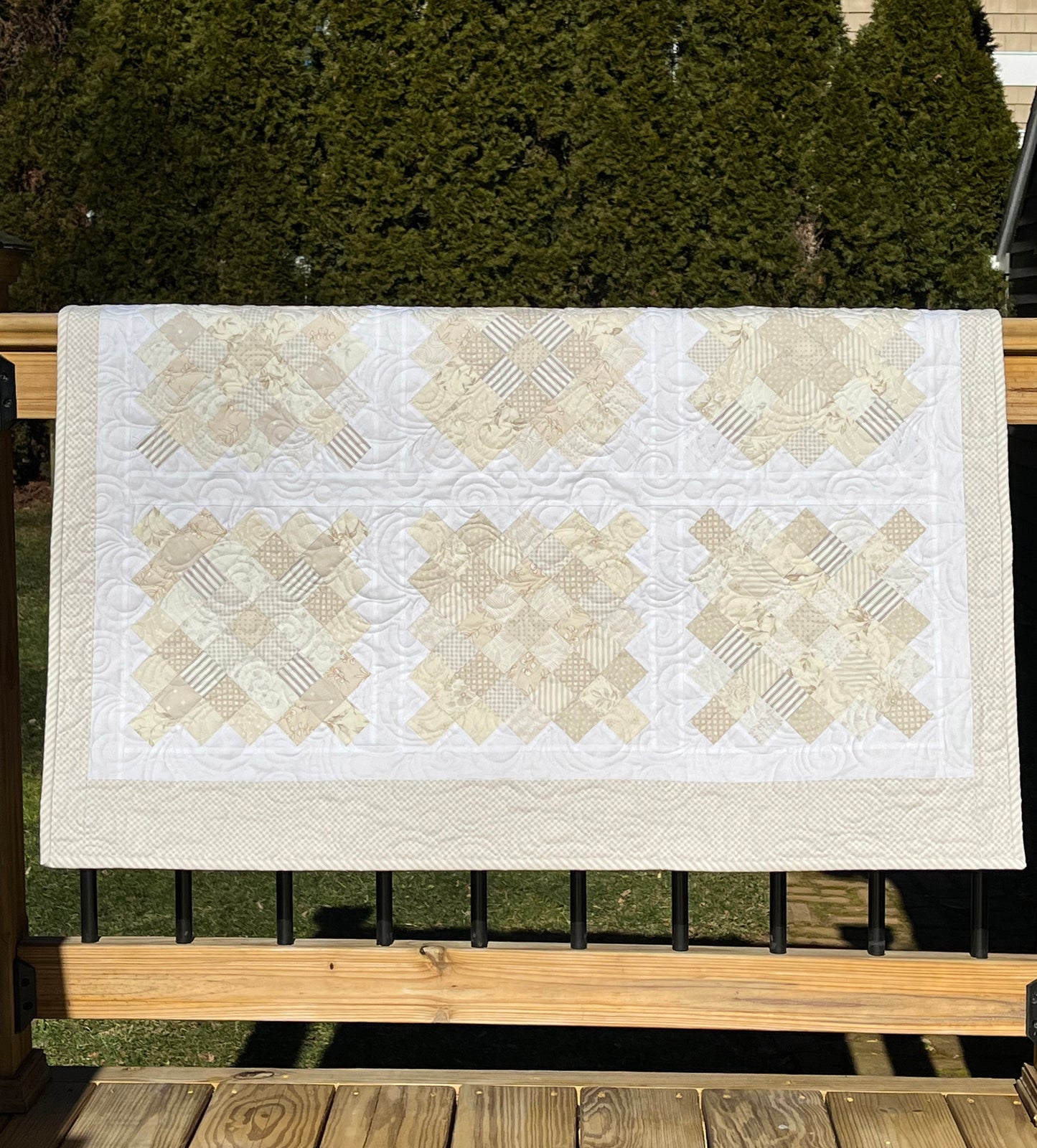 Handmade Baby Quilt, Heirloom Baby Blanket, Neutral Low Volume Colors, Designer Nursery Blanket, Baby Shower Gift, Ready to Ship!