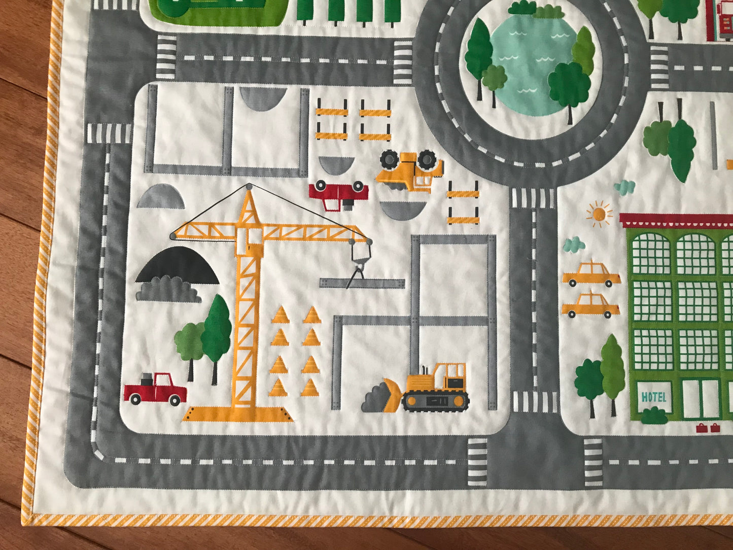 On the Go: Play Mat AND Toddler Bed Quilt, Baby Quilt, Baby Toddler Blanket - Play Town - Custom Quilted - Ready to Ship