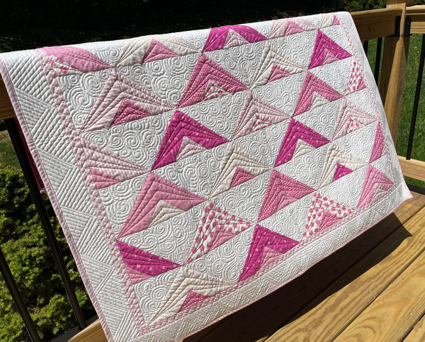 Handmade Baby Girl Quilt:  Baby Blanket, Toddler Throw, Adult Lap Quilt, Custom Quilted - Ready to Ship!