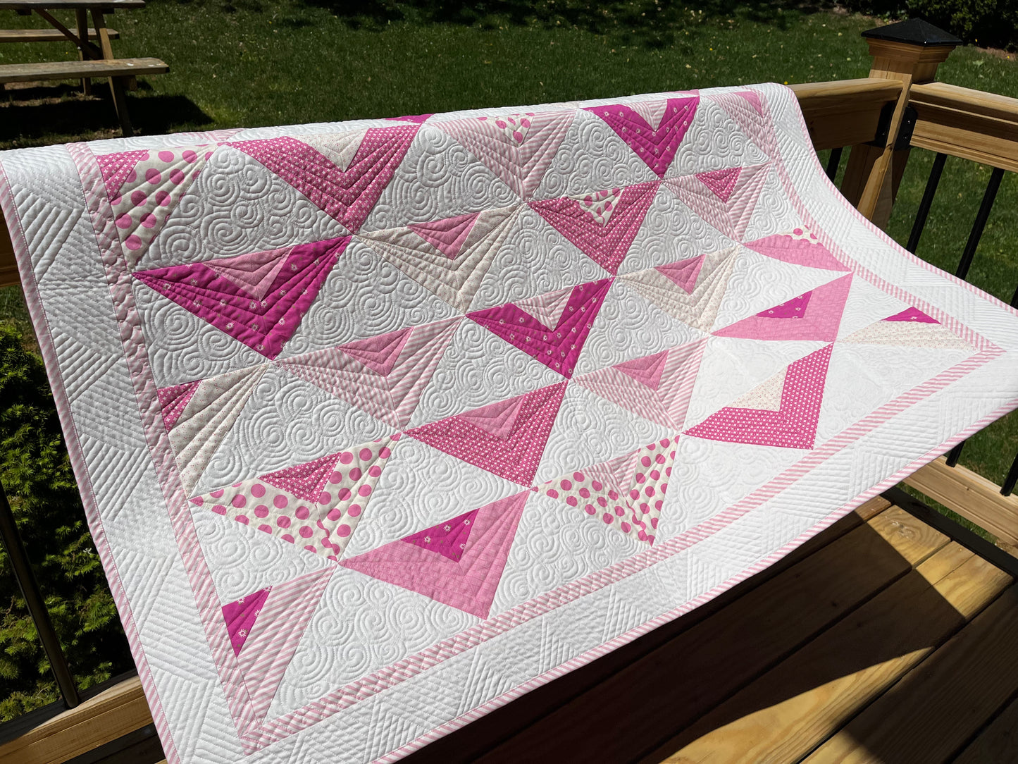 Handmade Baby Girl Quilt:  Baby Blanket, Toddler Throw, Adult Lap Quilt, Custom Quilted - Ready to Ship!