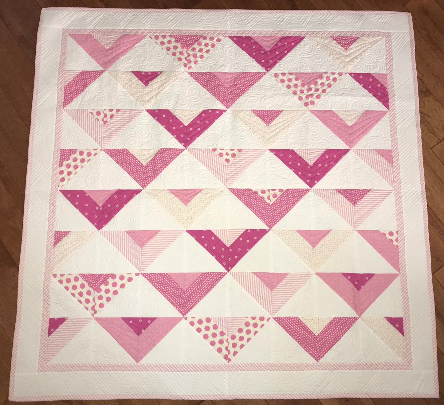 Handmade Baby Girl Quilt:  Baby Blanket, Toddler Throw, Adult Lap Quilt, Custom Quilted - Ready to Ship!