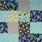 Springtime Handmade Baby Quilt, Patchwork Baby Blanket  (36"x45)  Navy and Aqua Florals - Ready to Ship!