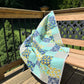 Handmade Baby Girl, Adult Lap Quilt in Navy Aqua Grey White 36"x45"