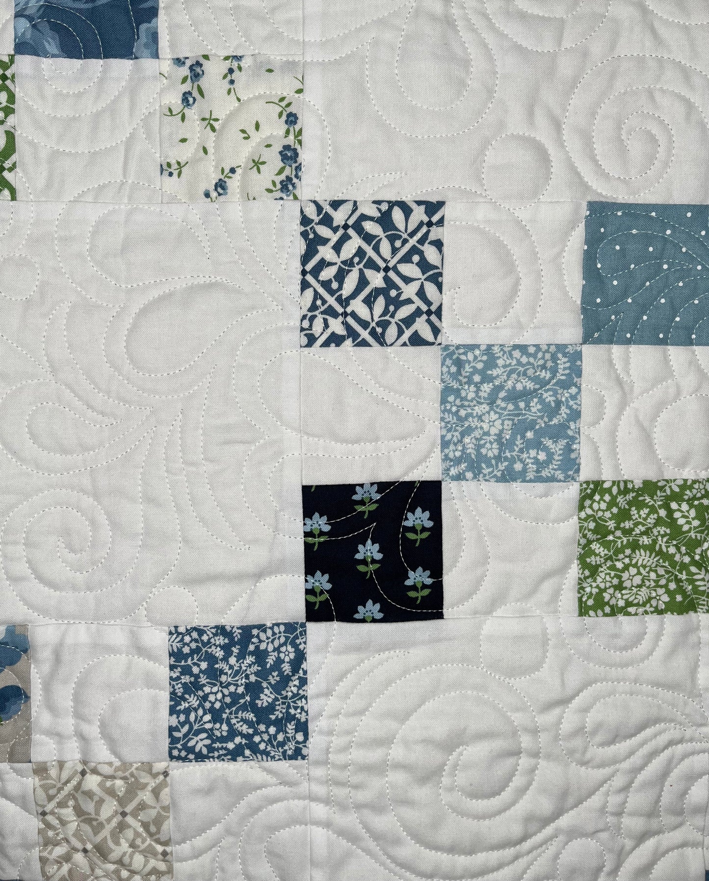 Handmade Baby Quilt, Irish Chain Baby Blanket, Moda's Shoreline Fabric (37x43) Ready to Ship!