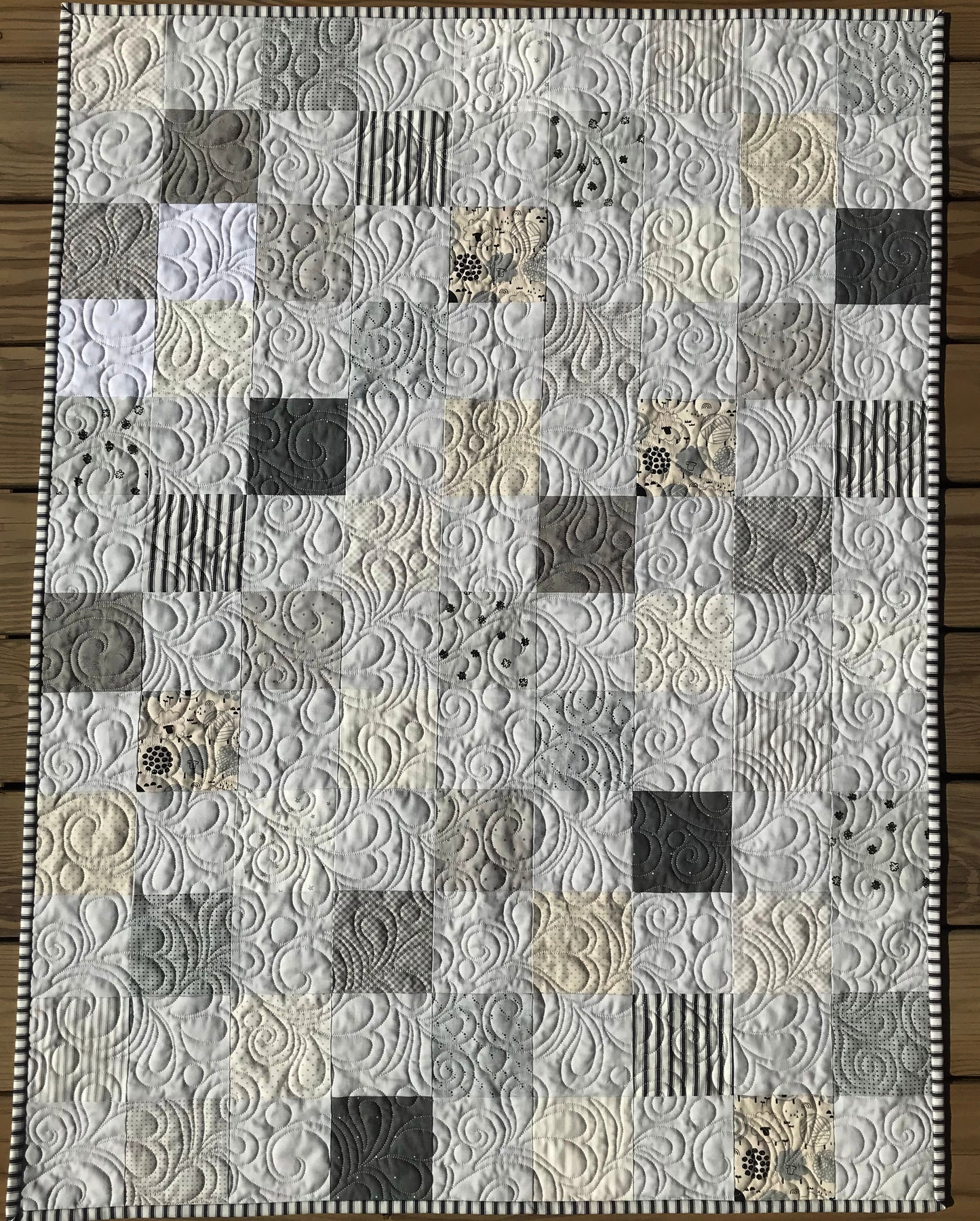 Neutral Colors Handmade Baby Quilt (Sheep Backing-Grey Background) Patchwork Baby Blanket 36"x47.5",  Baby Nursery Decor, Ready to Ship!