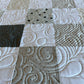 Handmade Baby Quilt Neutral Colors (White Background Puff Ball Backing) Patchwork Baby Blanket, (36"x47.5") Neutral Baby Nursery Decor, Ready to Ship!