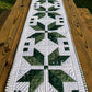 Custom Made for DC - Handmade Christmas Table Runner - Green Star - Custom Quilted - 15"x54"