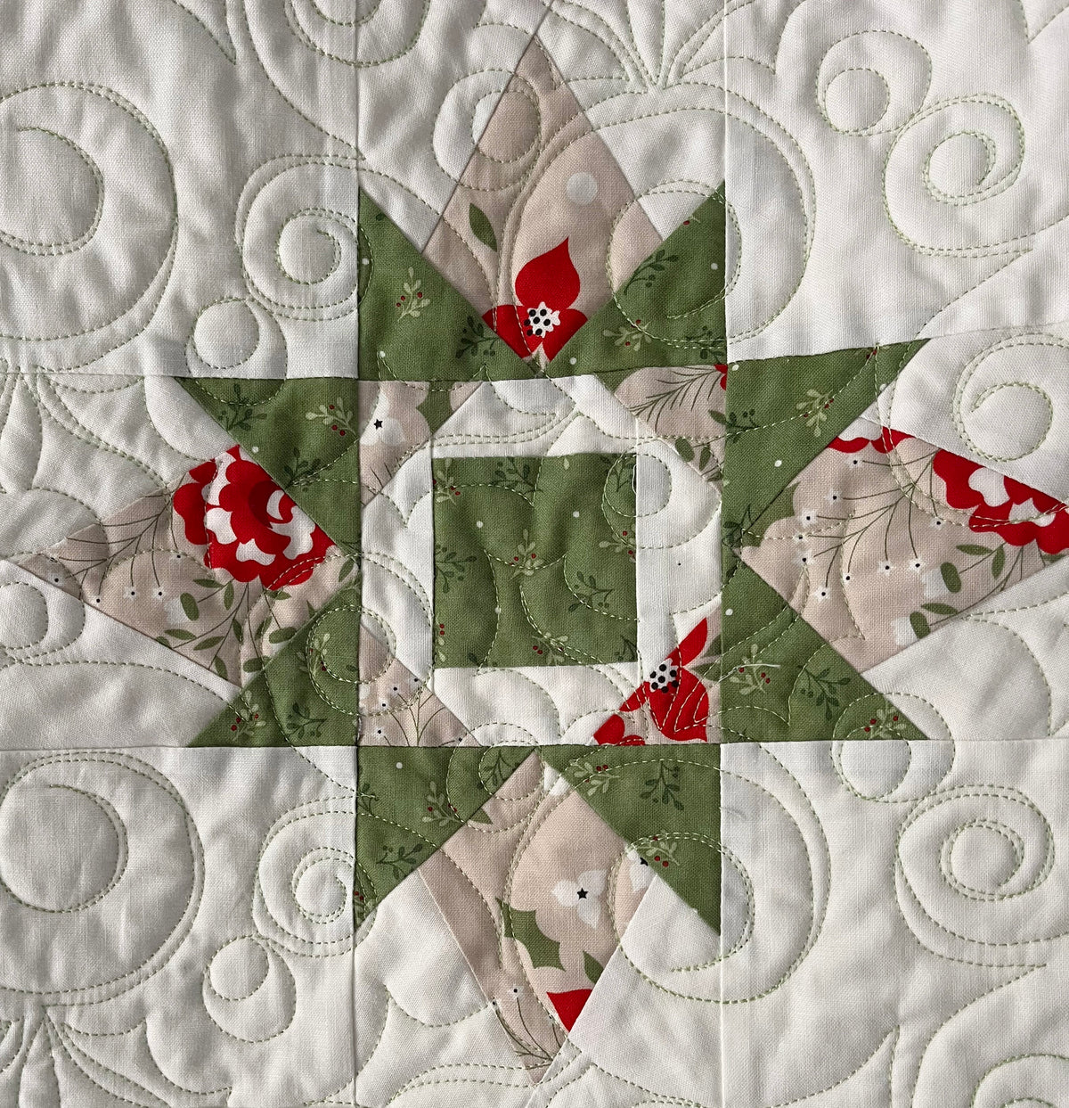 Handmade Christmas Baby Quilt, Lap Quilt, Holiday Table Topper, Wall Hanging (37x37.5)