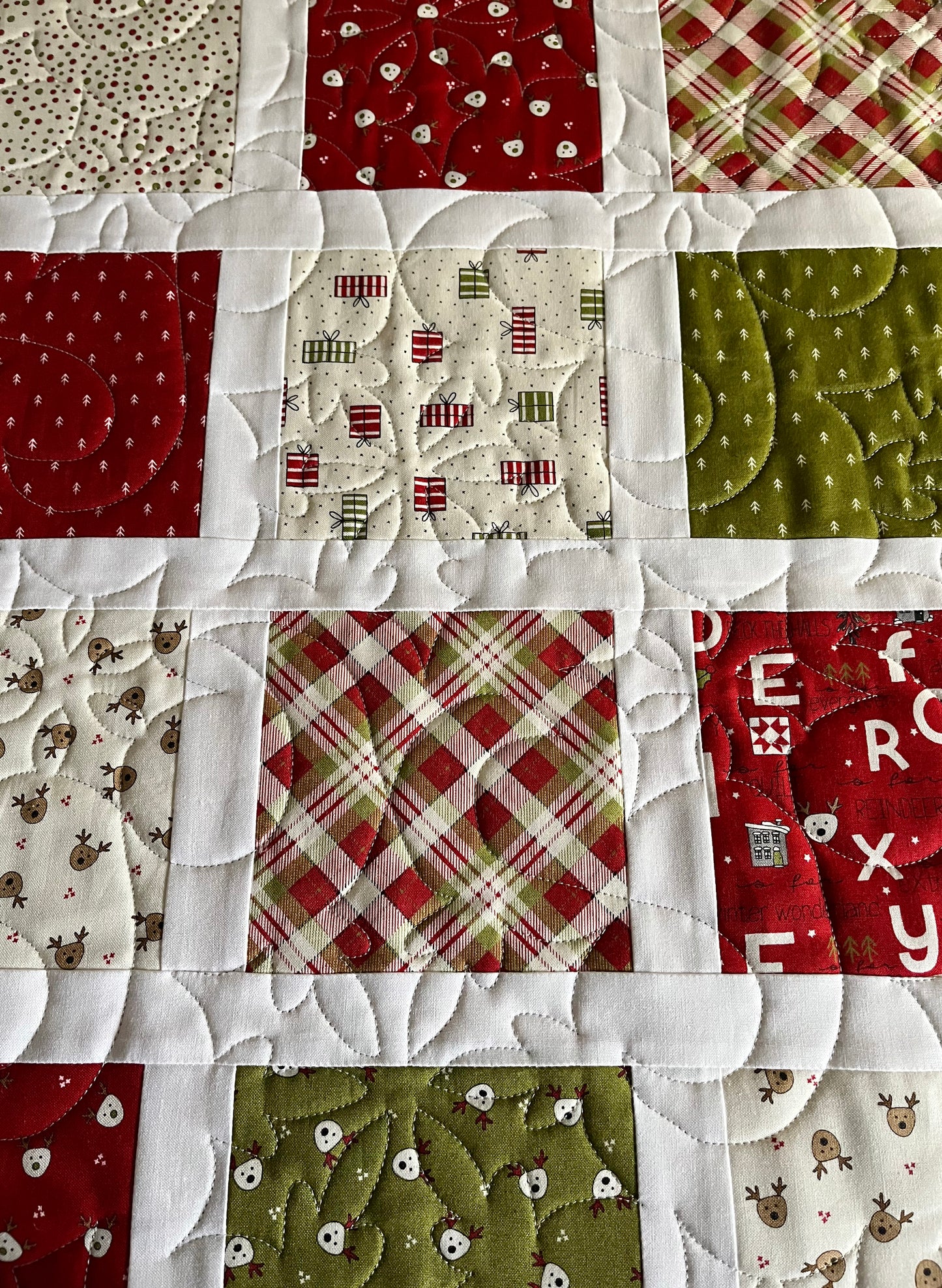 Handmade Christmas Baby Quilt - Patchwork Block Quilt - BABY'S 1st X-MAS - (35.5x40.5) Free Shipping!
