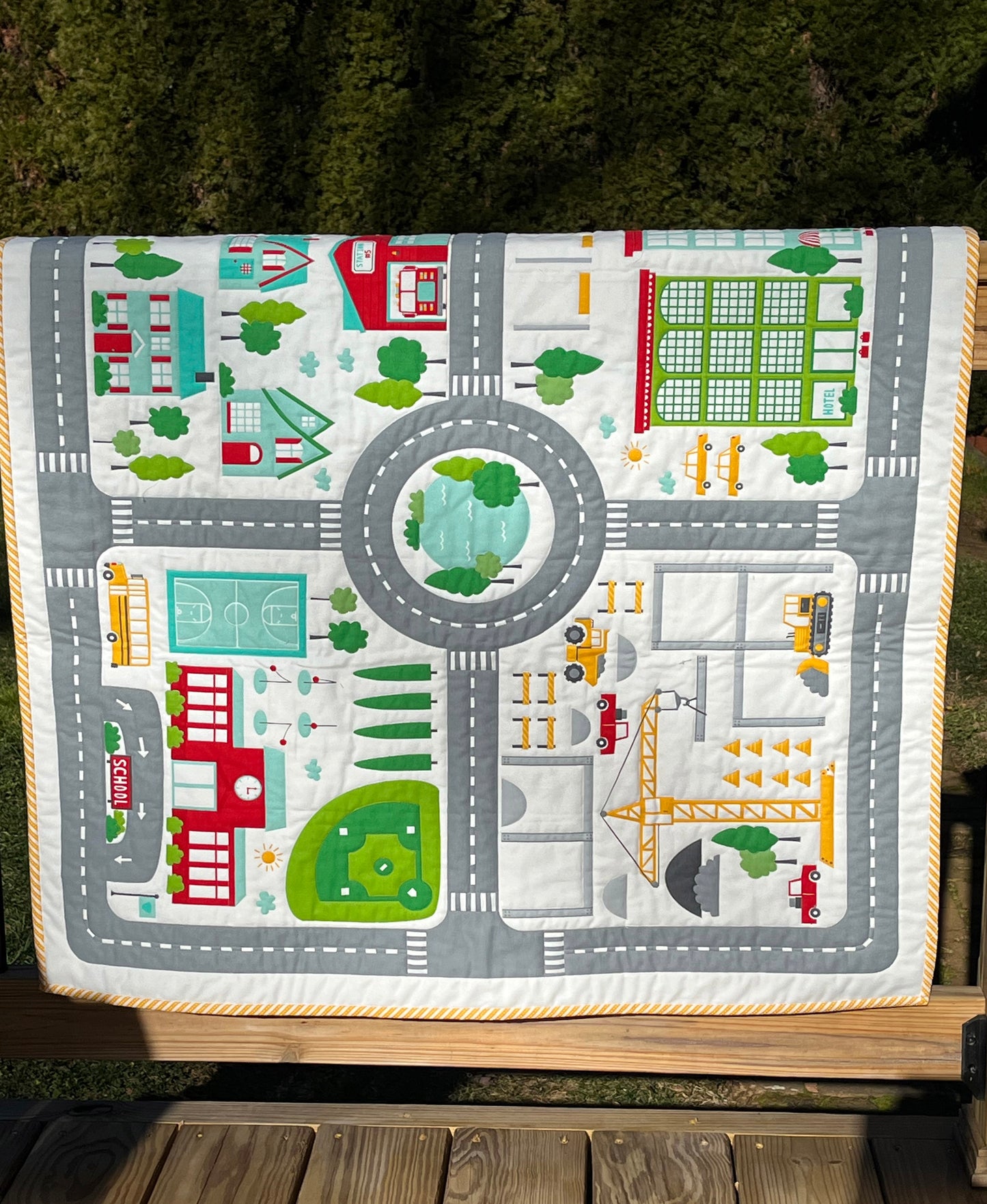 Custom Order - Play Mat AND Quilt, Baby Quilt, Baby Toddler Blanket - Play Town - Custom Quilted