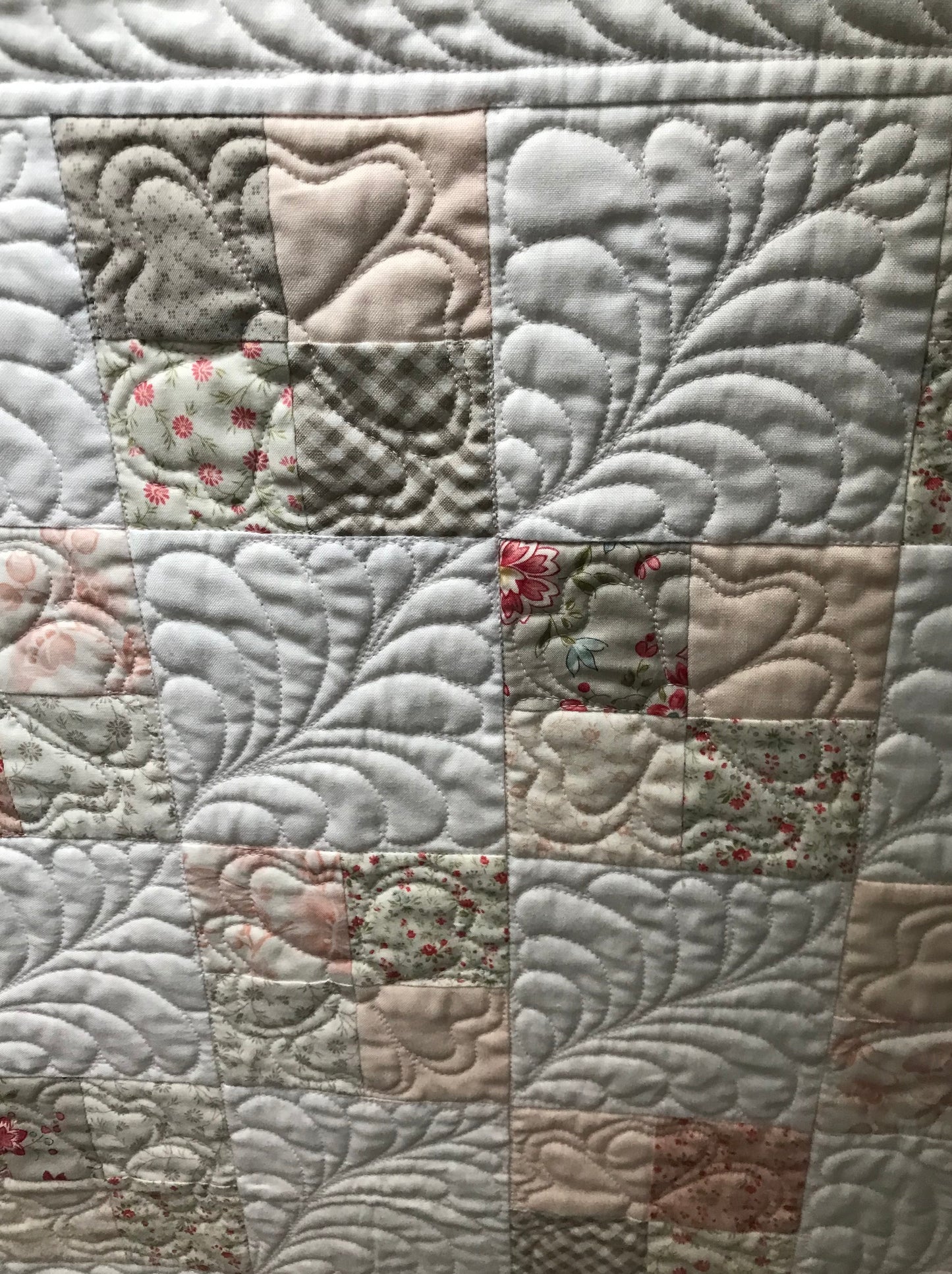 Handmade Peach/Pink Baby Quilt - Baby Blanket, Adult Lap Quilt, Custom Quilted - Ready to Ship