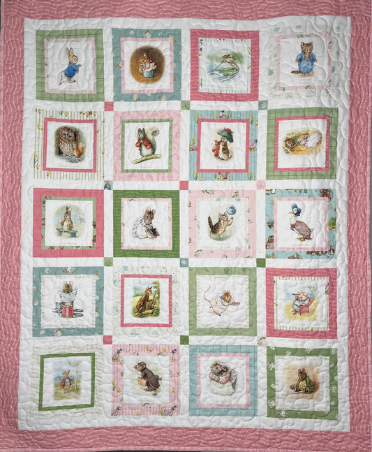 Handmade Baby Girl Quilt (Dark Pink) Peter Rabbit™ & Friends for Riley Blake Designs (39x47)