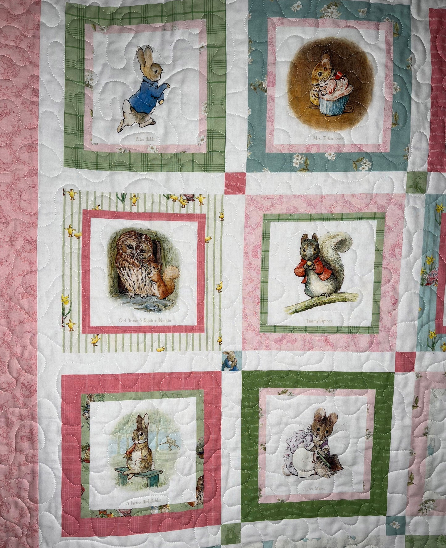 Handmade Baby Girl Quilt (Lt. Pink) Peter Rabbit & Friends™ for Riley Blake Designs (39x47)