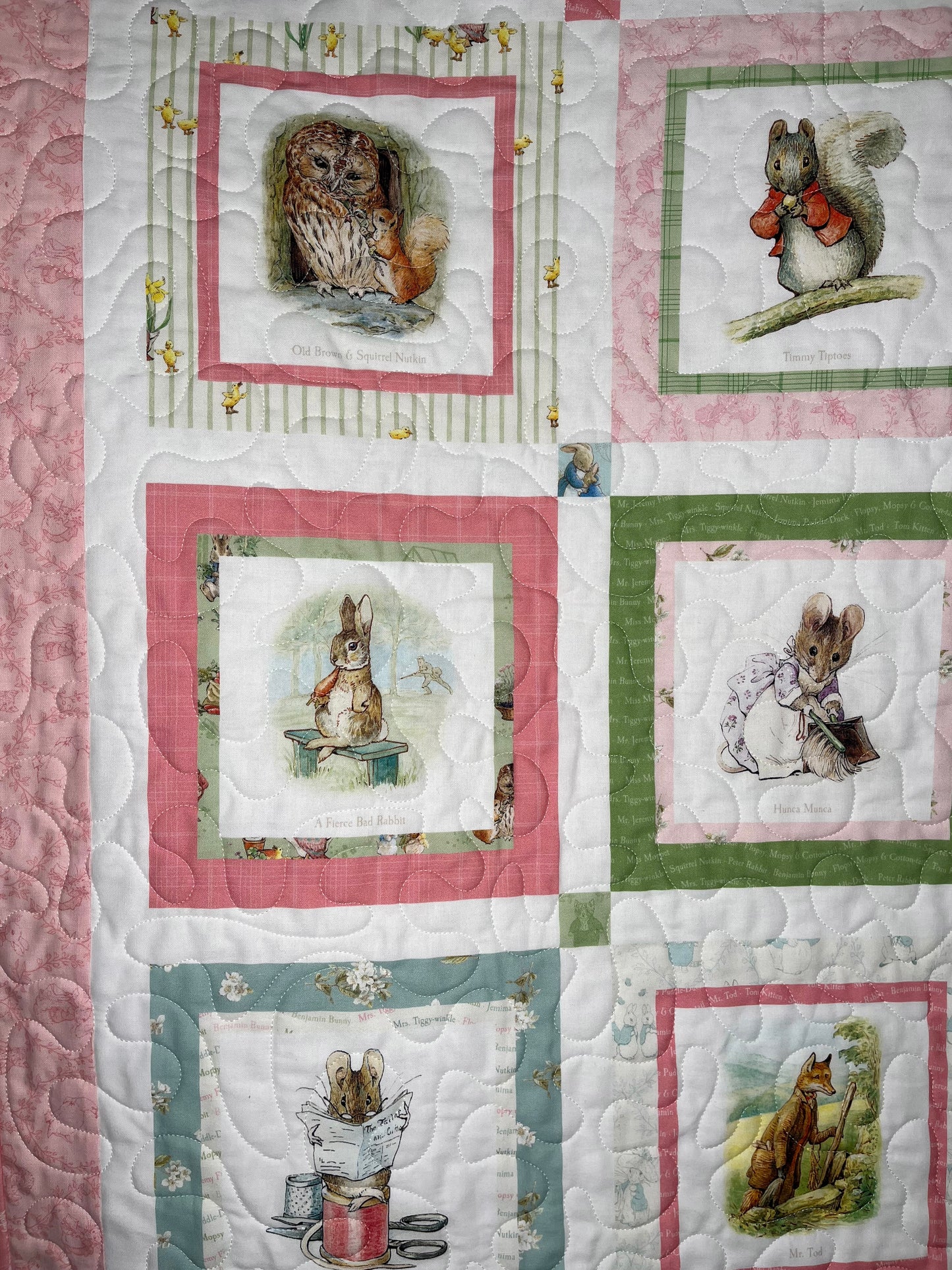 Handmade Baby Girl Quilt (Lt. Pink) Peter Rabbit & Friends™ for Riley Blake Designs (39x47)
