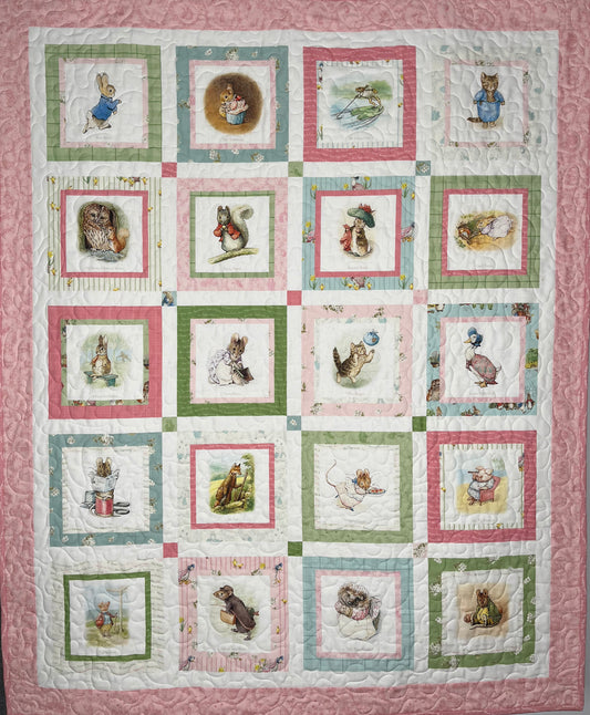 Handmade Baby Girl Quilt (Lt. Pink) Peter Rabbit & Friends™ for Riley Blake Designs (39x47)