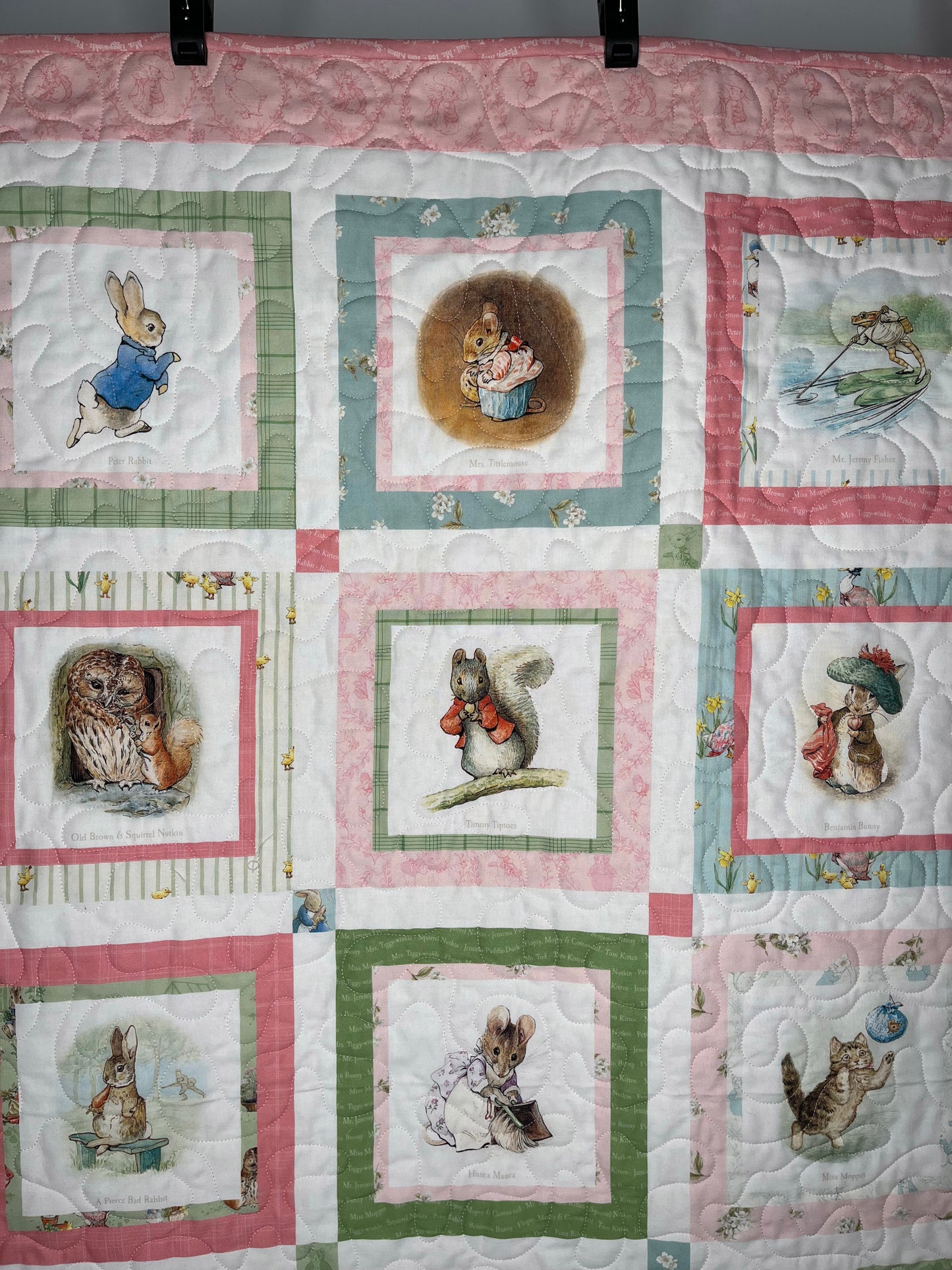 Handmade Baby Girl Quilt (Lt. Pink) Peter Rabbit & Friends™ for Riley Blake Designs (39x47)