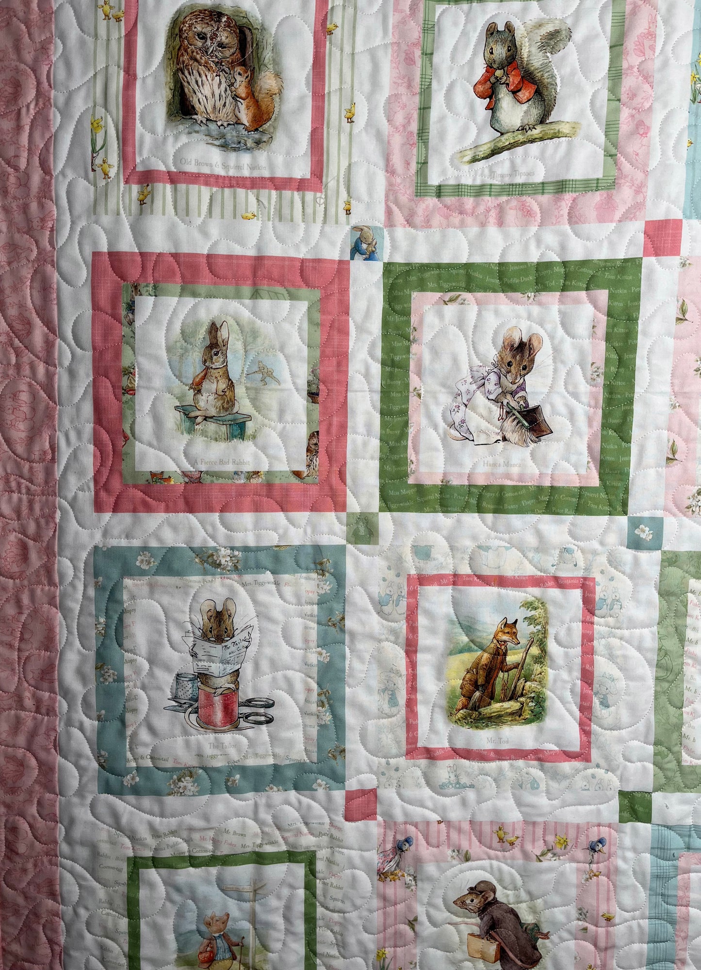 Handmade Baby Girl Quilt (Lt. Pink) Peter Rabbit & Friends™ for Riley Blake Designs (39x47)