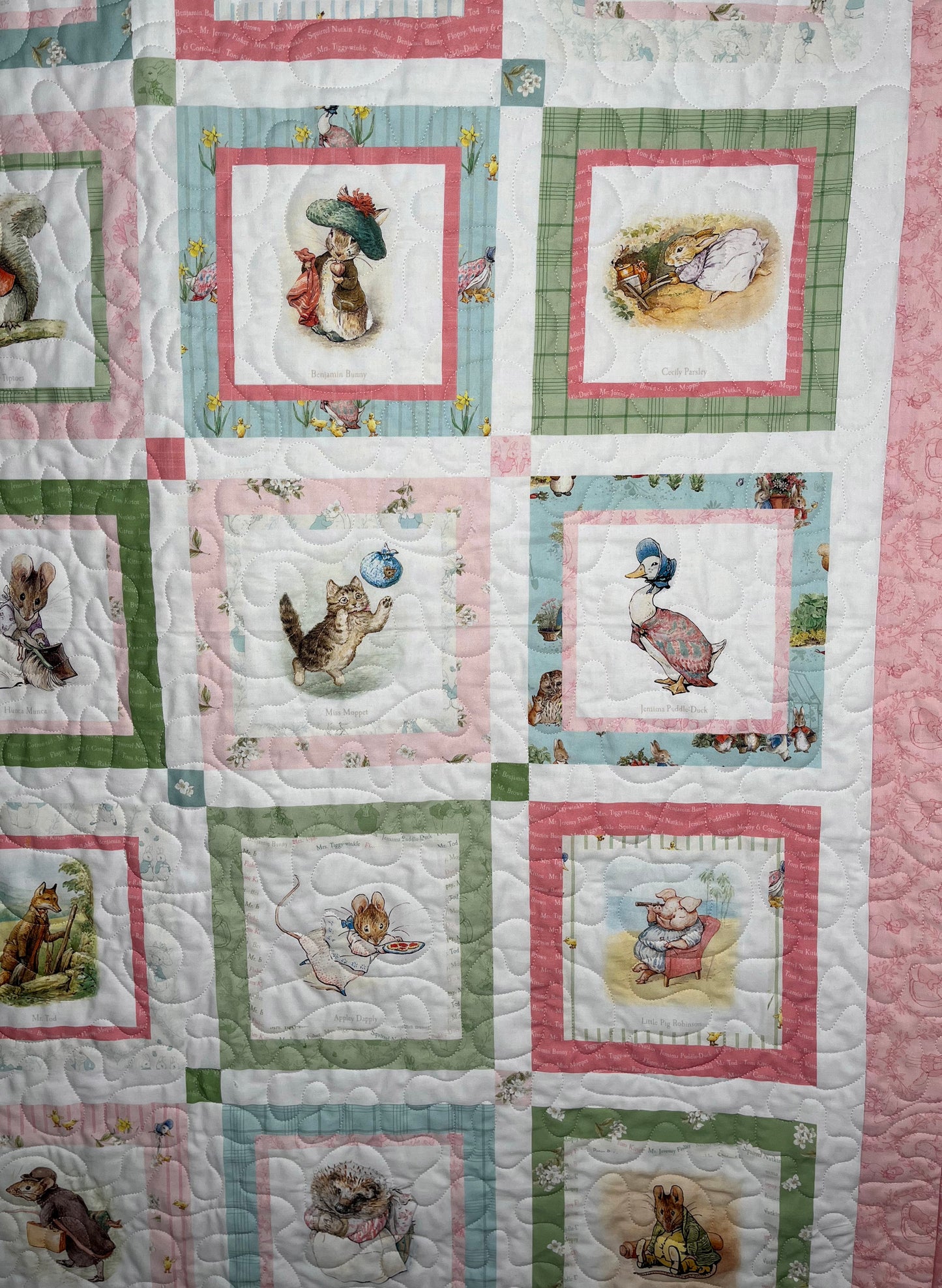 Handmade Baby Girl Quilt (Lt. Pink) Peter Rabbit & Friends™ for Riley Blake Designs (39x47)