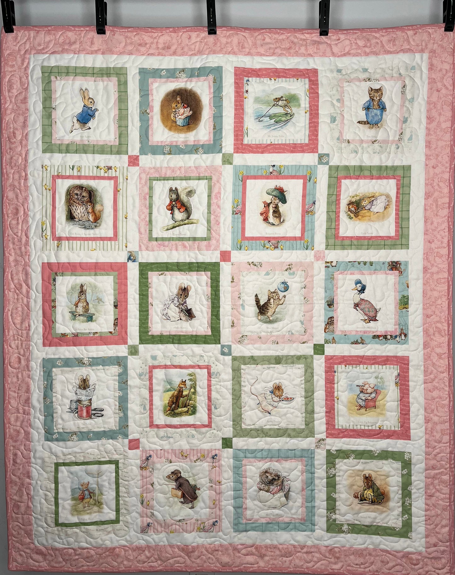 Handmade Baby Girl Quilt (Lt. Pink) Peter Rabbit & Friends™ for Riley Blake Designs (39x47)