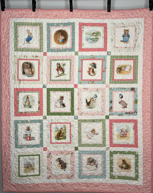 Handmade Baby Girl Quilt (Lt. Pink) Peter Rabbit & Friends™ for Riley Blake Designs (39x47)