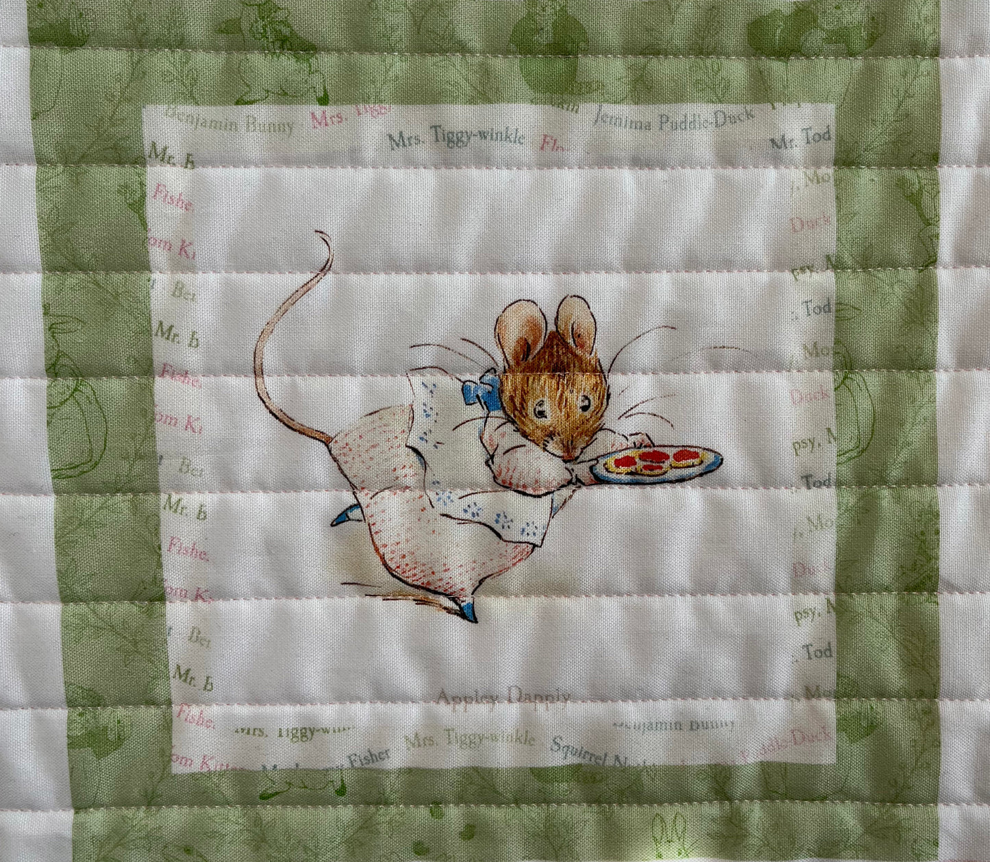 Handmade Baby Girl Quilt - Peter Rabbit & Friends - Easter Baby Blanket (39x46) Free Handmade Gift Bag - Ready to Ship!