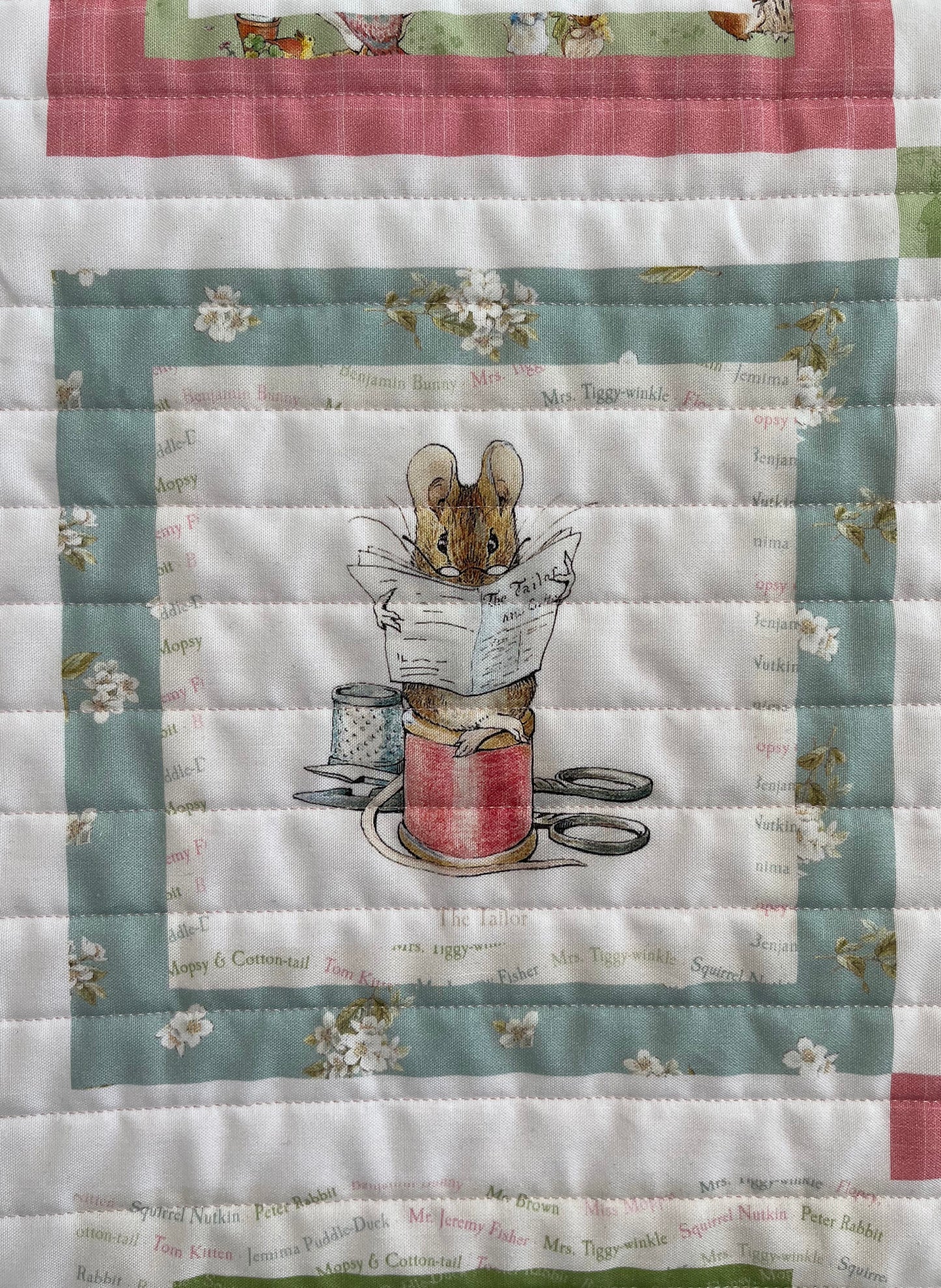 Handmade Baby Girl Quilt - Peter Rabbit & Friends - Easter Baby Blanket (39x46) Free Handmade Gift Bag - Ready to Ship!
