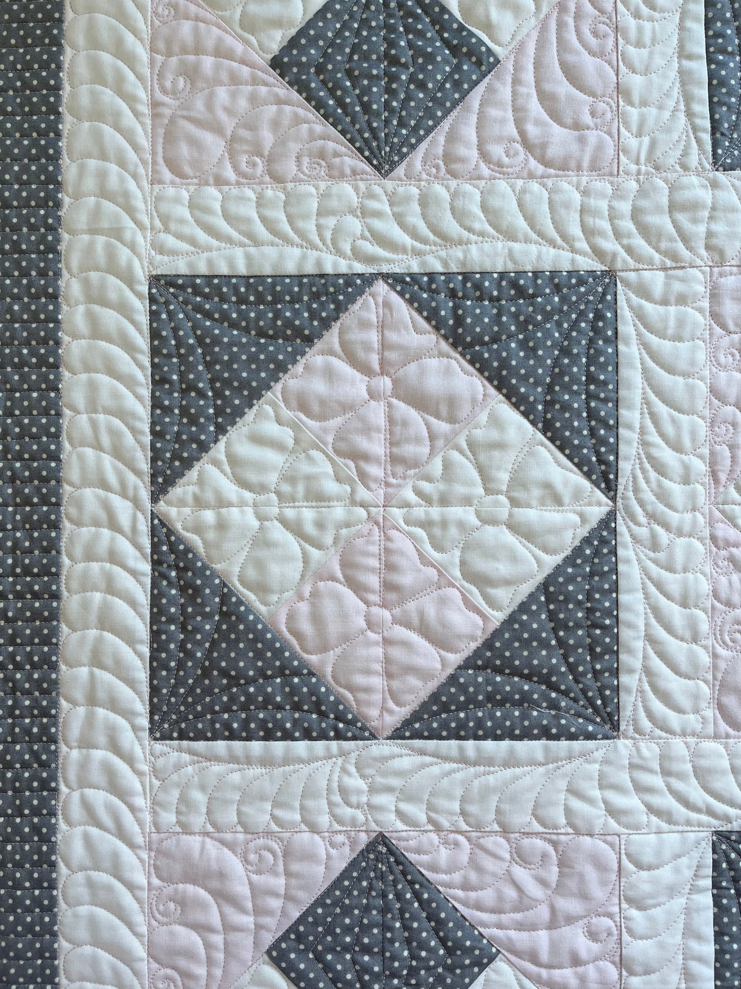 Pink and Grey Baby Girl Quilt, Handmade Heirloom Quality Baby Blanket (38x38) Adult Lap Quilt, FREE MATCHING BAG, Ready to Ship!