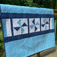 Pinwheels Baby Quilt - Star Fabric - Navy & Harbor Sky - Handmade Baby Blanket (39.5"x48")