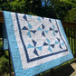Pinwheels Baby Quilt - Star Fabric - Navy & Harbor Sky - Handmade Baby Blanket (39.5"x48")