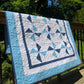 Pinwheels Baby Quilt - Star Fabric - Navy & Harbor Sky - Handmade Baby Blanket (39.5"x48")